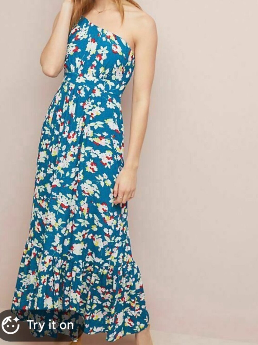 Anthropologie One-Shoulder Floral Maxi Dress